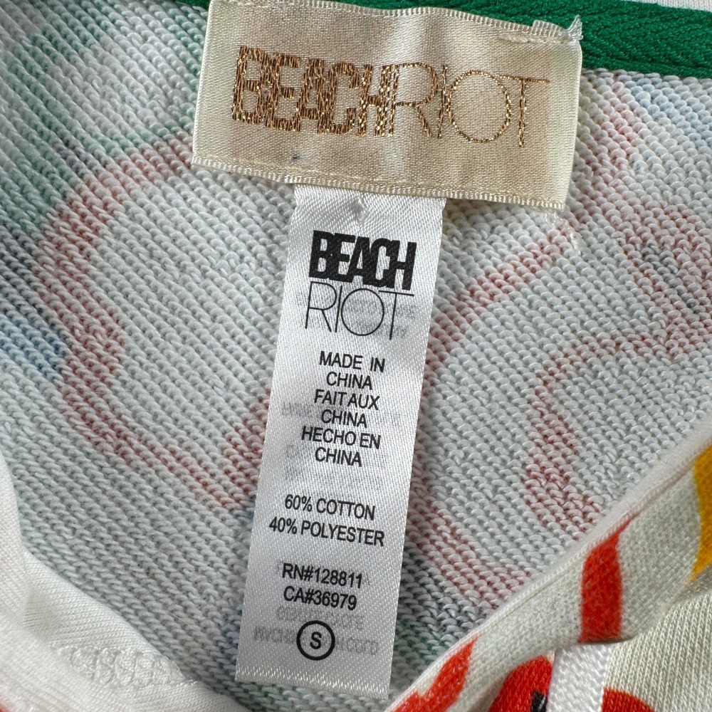 Beach Riot Hoodie Womens S White Floral Print French Terry Pullover Sweatshirt‎ - Picture 3 of 5